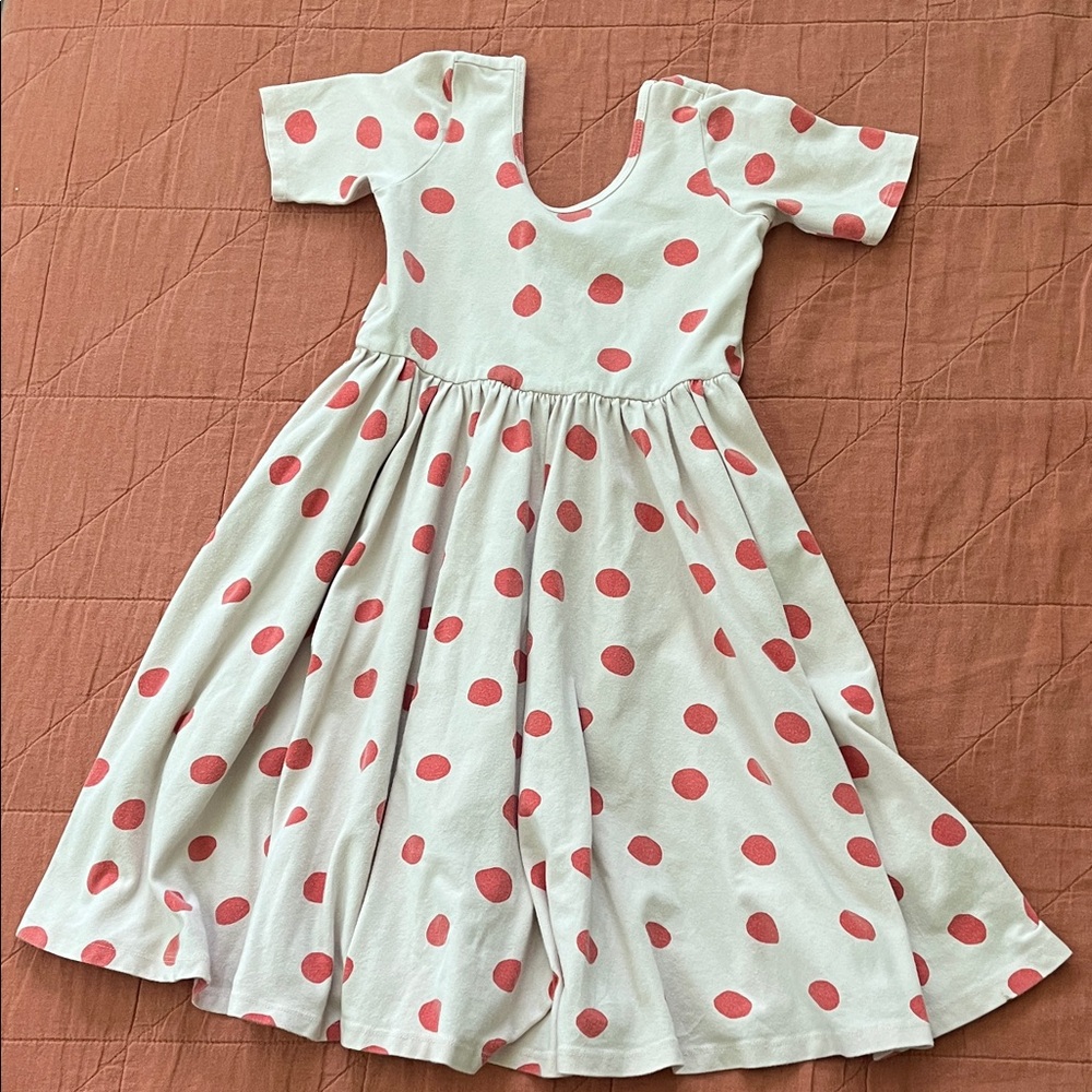 Adorable Polka Dot Kids Dress - White and Pink